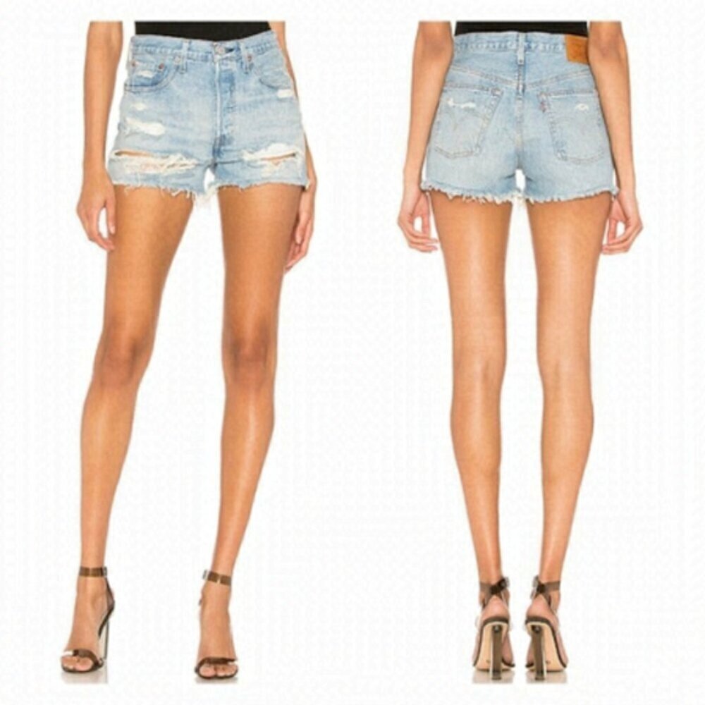 Levi’s Premium 501 Button-fly High Rise Denim Jean Cutoff Shorts  - 30"